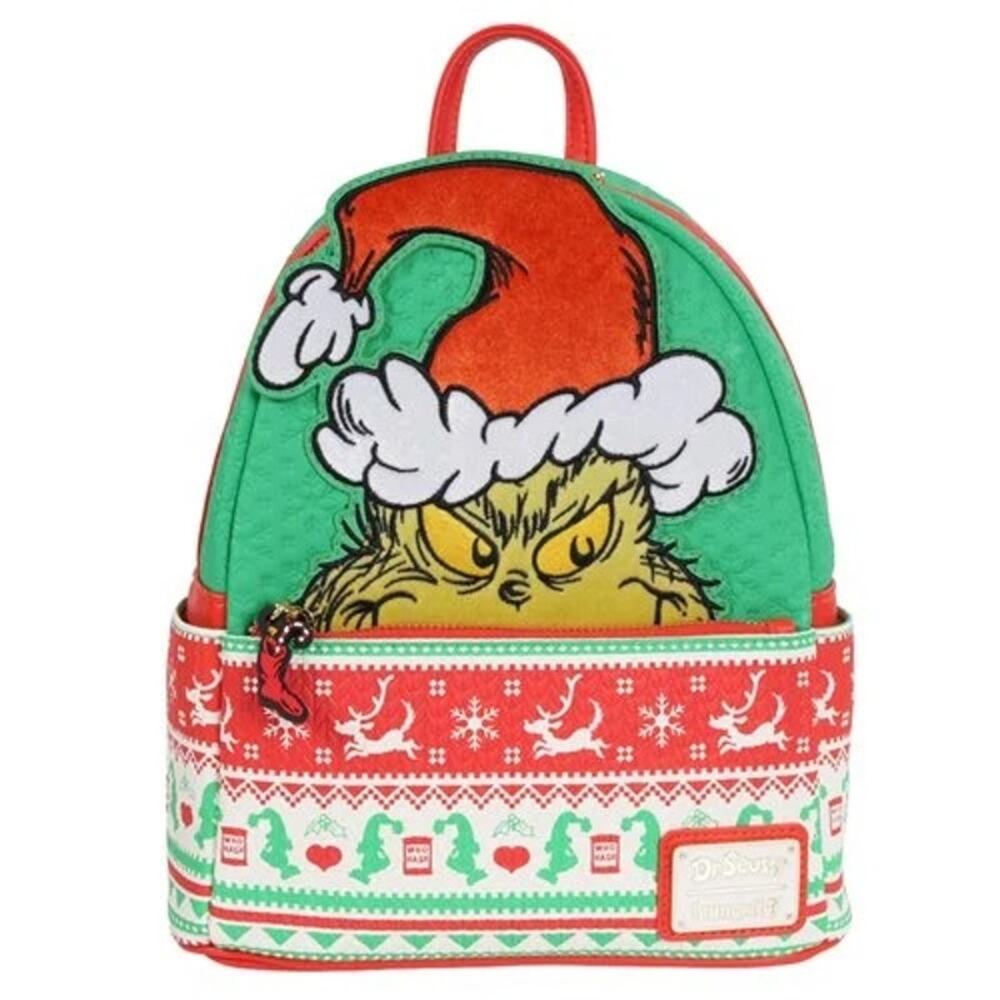 Loungefly How the Grinch Stole Christmas Grinch Christmas Sweater Backpack NWT
